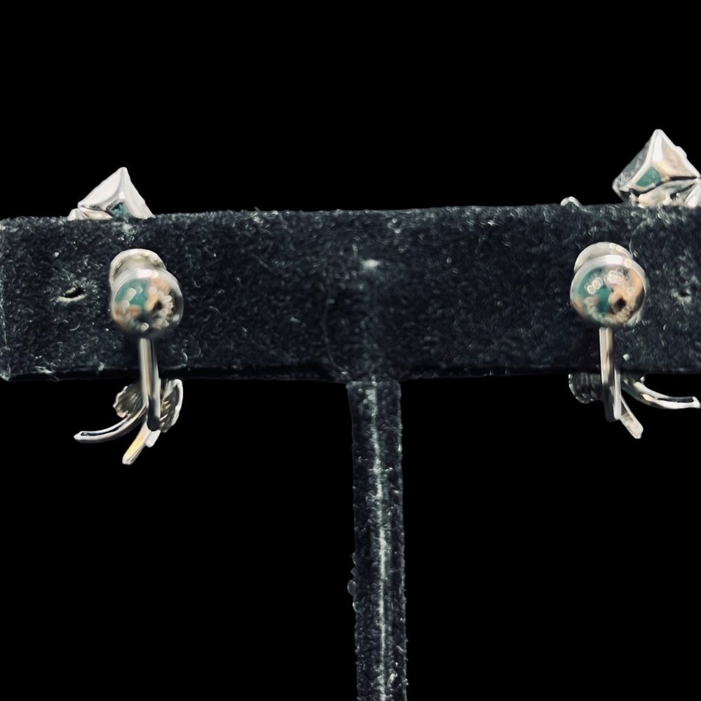 Star Art Sterling Silver Rhinestone Necklace And Screw Back Earrings Set (5120) - Picture 12 of 13